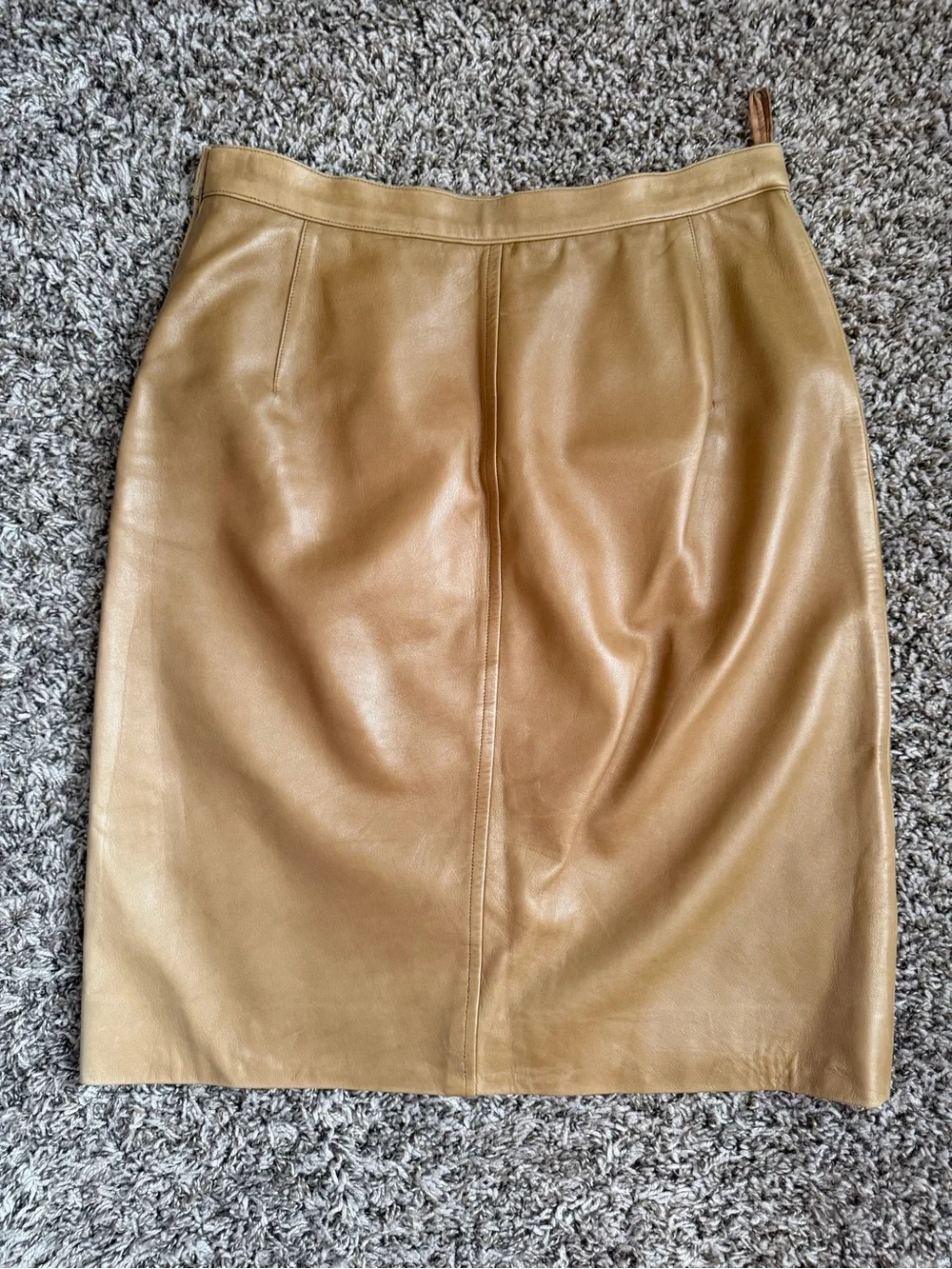 Vintage Yves Saint Laurent Rive Gauche Tan Leather Pencil Skirt FR 42